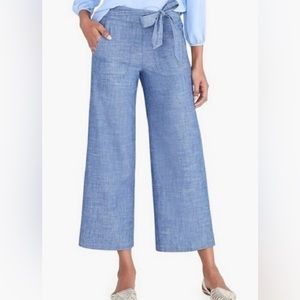 J. Crew Blue Wide Leg Pants With Tie Belt